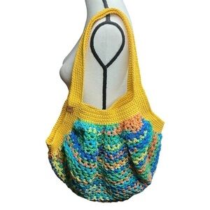 Large Crochet Mesh Market Bag Cotton and Acrylic Handcrafted Handmade Reusable